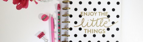 a black and white planner