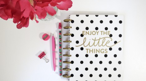a black and white planner
